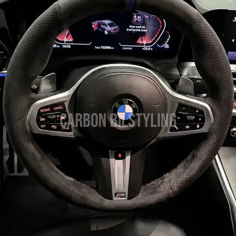 BMW Steering Wheel Cover Alcantara Suede G-Series Blue