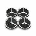 Mercedes Centrumkåpor Svart/Silver 4-Pack
