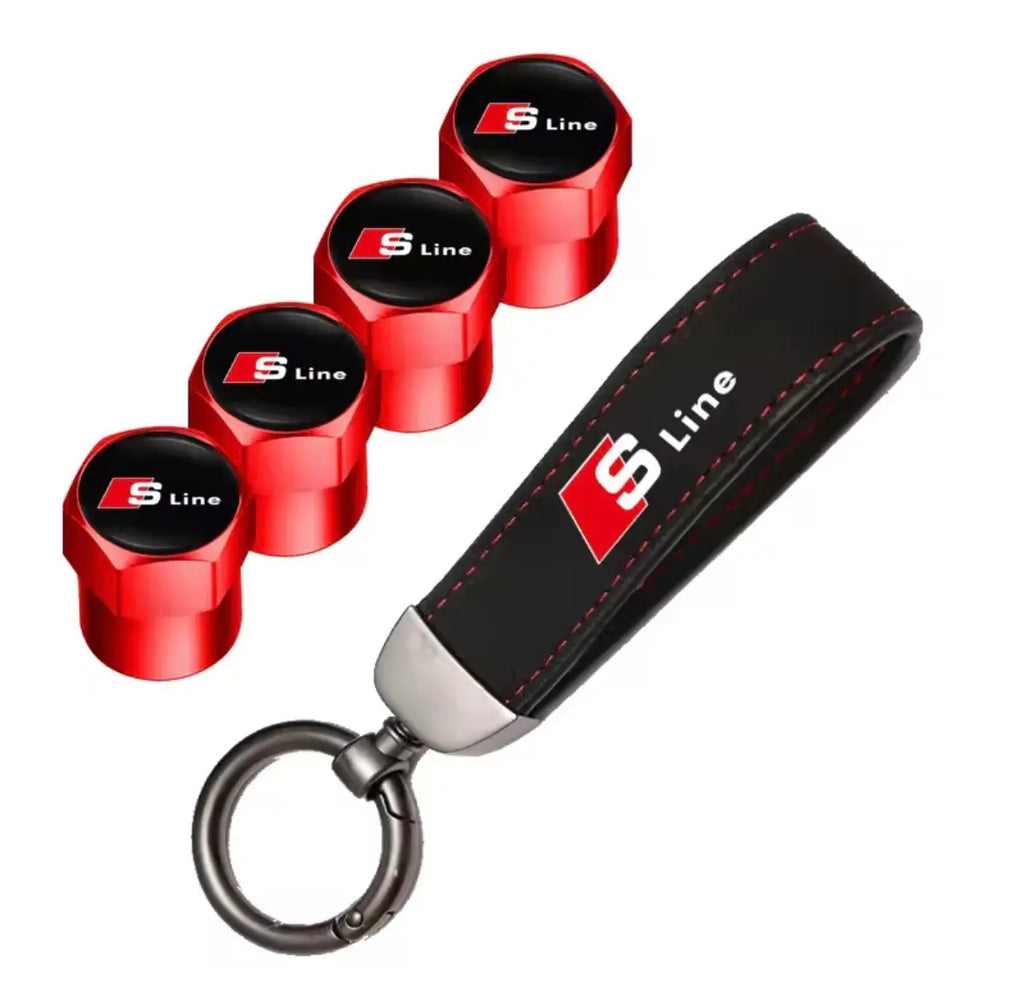 Tapones de Válvula Audi S-Line 4-Pack con Llavero