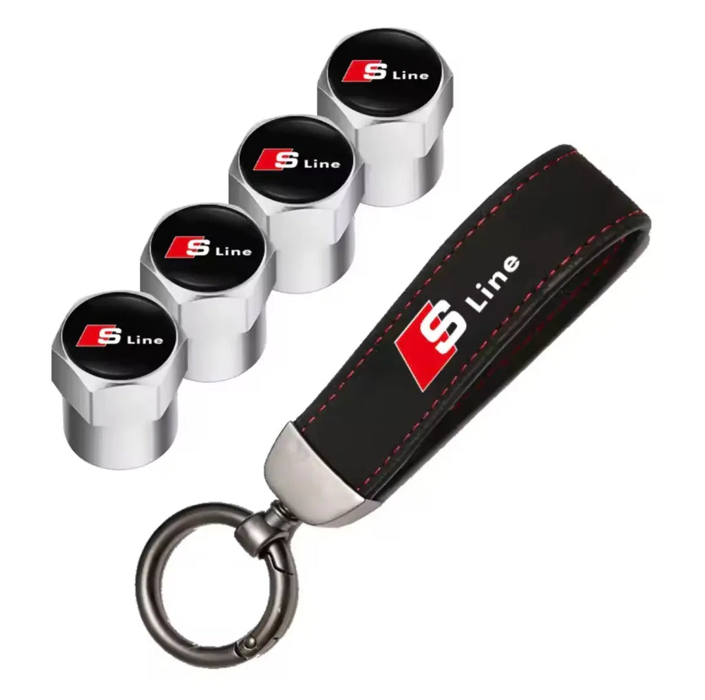 Tapones de Válvula Audi S-Line 4-Pack con Llavero