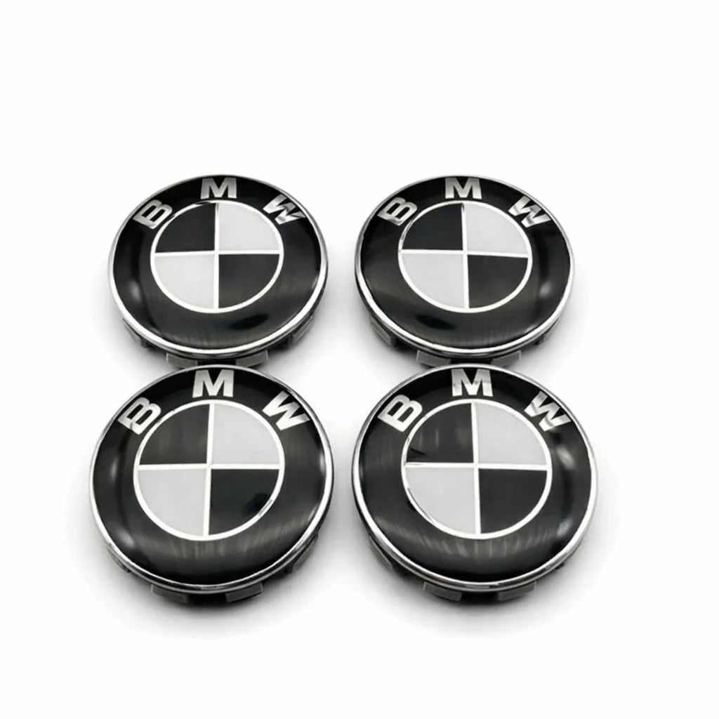 BMW Centrumkåpor Svart/Vit 68mm 4-Pack