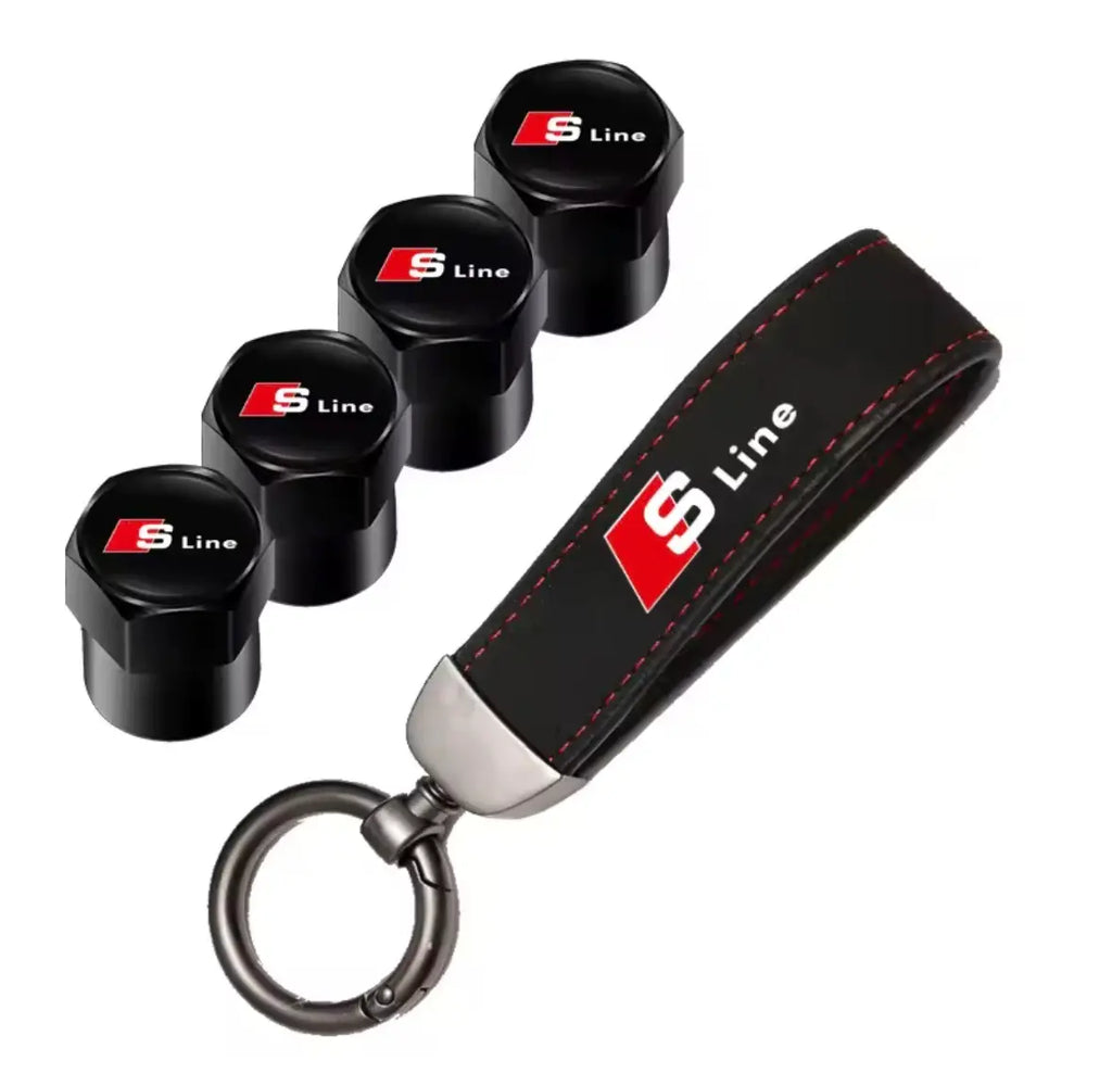 Tapones de Válvula Audi S-Line 4-Pack con Llavero